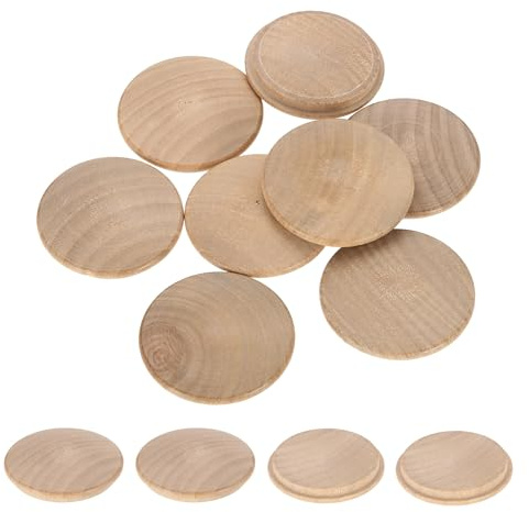sourcing map 20 Stück Holzknopfstopfen, 45 mm, Hartholz-Schraubenlochstopfen Pilzholzkappen, Knöpfe aus Buchenholz, für Möbel, Holzbearbeitung, Handwerk, Dekor (50 mm x 45 mm)