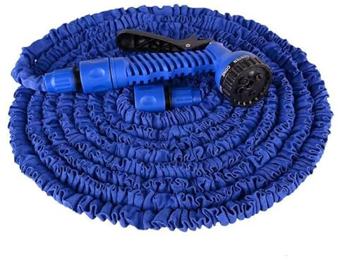 100FT Expandable Garden Hose Pipe, Flexible Expanding Magic Hose with 3/4, 1/2 Fittings, Garden Hose with 7 Function Spray Nozzle Water-Saving Design for Garden, Car, Pet (Bule)