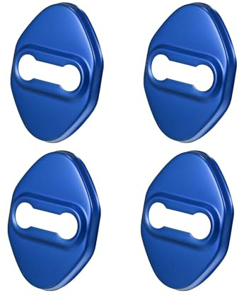 KBDDM Protecteur De Serrure De Porte De Voiture pour BYD Tang EV (7 Seats) 2021 2022 2023 2024 2025, Acier Inoxydable Loquet Cap Boucle Anti-Corrosion Accessoires De Protection Voiture,A-Blue
