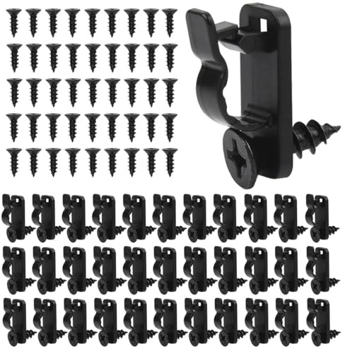 TMBMLPP Outdoor String Light Clips, 80pcs Black Q-Hanger Screw in Hooks, Outdoor String Light Clips Screw-in Hooks, Festoon Light Hooks, Outdoors Lights Hooks, for Fence Decorations Christmas Festival