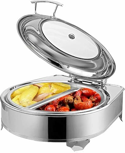 Scaldavivande in Acciaio Inox, 6 l, Piastra scaldavivande per Buffet con Coperchio Trasparente, Piastra riscaldante elettrica per Catering, Buffet e Feste (ha)