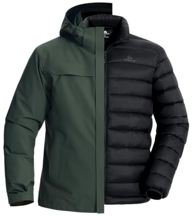 Pioneer Camp Giacca invernale da sci da uomo, giacca da snowboard 3 in 1, giacca da sci da uomo, giacca funzionale, verde, M