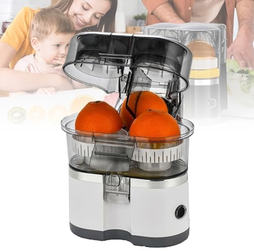 Exprimidor Eléctrico De Cítricos De 500Ml, Exprimidor De Naranjas De Doble Cabezal De 18000RPM, Portátil Con Función Antigoteo, Para Limón Y Pomelo, Alto Rendimiento Jugo, Fácil De Limpiar(White)
