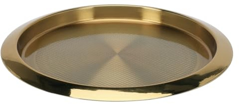 Murago - Edelstahl Tablett rund Ø 35 cm goldfarbig – Serviertablett Dekoteller modernes rundes Metalltablett für Küche Wohnzimmer Tischdeko Frühstückstablett Geschenkidee