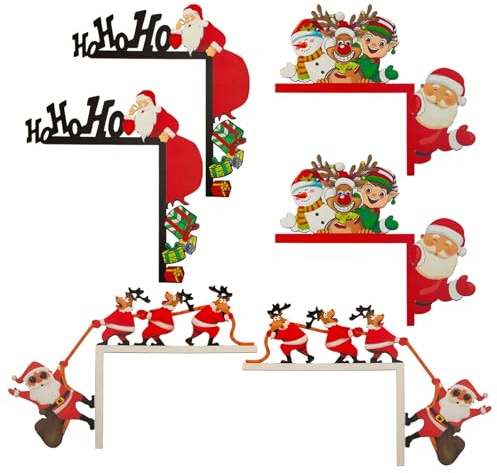 Bofanze 6 Pezzi Decorazioni Natalizie Porta Addobbi Natalizi Porta Ingresso Cornice per Porta Natalizia Decorazioni per Cornici per Porte Natalizie Decorazione Porta Natale Legno per Porte, Finestre