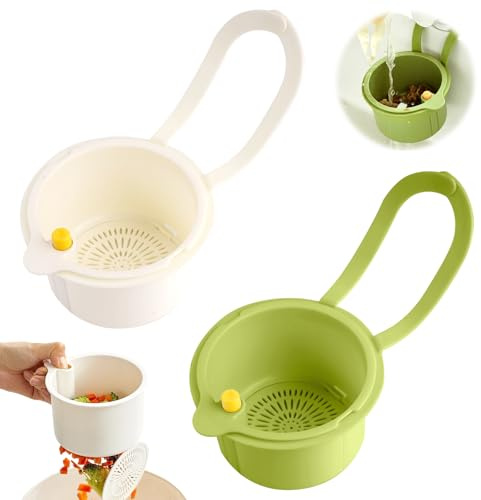 2 Pezzi Scolapasta da Lavello, Cestello Filtro per Lavello da Cucina Rimovibile Filtri Rubinetti Lavandino Colino in Plastica Rubinetto con Pulsante a Scatto per Il Lavaggio Organizzare in Cucina