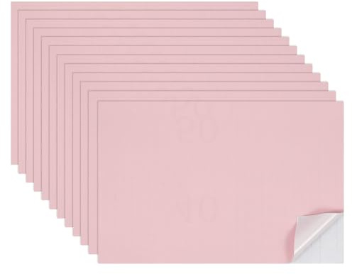 sourcing map 12 Sheets Miniature Dollhouse Wallpaper, Self-Adhesive PVC Flooring Wall, Mini Wall Decor for Dollhouse Sand Table Model Accessories 11.81 x 7.87 Inch (Light Pink)