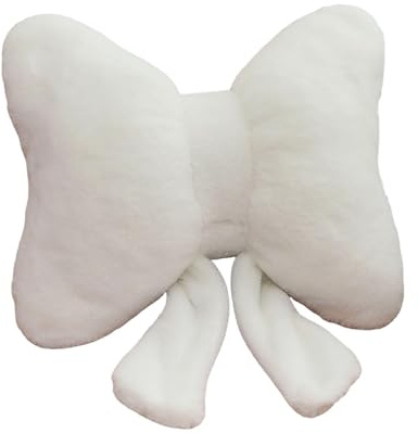 FytStycale Schleifenkissen, Weihnachtsdekorationskissen, weiches Plüschkissen für Sofa & Couch, kuscheliges Schleifenkissen, ideal für Wohnzimmer, Schlafzimmer, Kinderzimmer, Weiß - 38×32cm