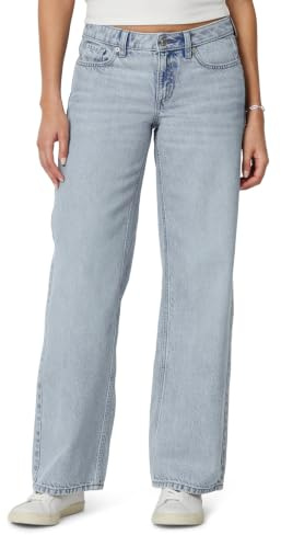 Amazon Essentials Jeans a Vita Bassa, Ultra Morbidi, a Gamba Larga Donna, Lavaggio Leggero Ghiaccio Colorato, 44