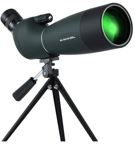25-75x70 Zoom HD Monokulärt Kikarsikte FMC Vattentätt Teleskop Med Stativ For Fotografering Fågelskådning Camping Jaktoptik Kikarsikte LäTt Att AnväNda(Green With tripod)