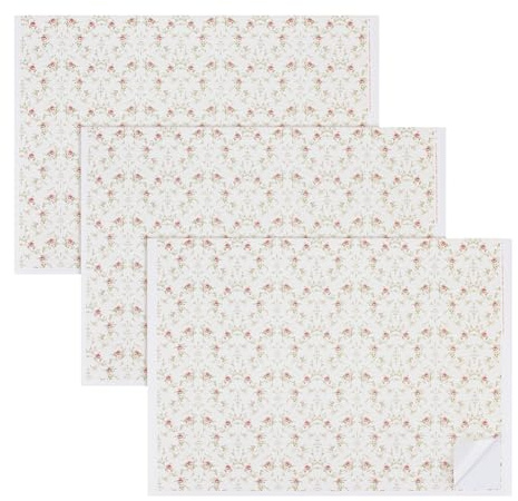 OLYCRAFT 3 piezas de papel pintado en miniatura para casa en miniatura 1:12, pequeñas flores, papel pintado adhesivo para casa de muñecas, juego de papel pintado para casa de muñecas, mini papel