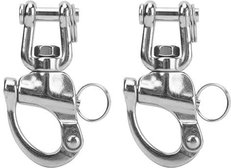 PxQuerantic 2 grilletes a presión, Gancho Giratorio de liberación rápida de Acero Inoxidable 316, grillete Giratorio de mandíbula Universal de Alta Resistencia con Ojo Giratorio para Aparejos (87mm)