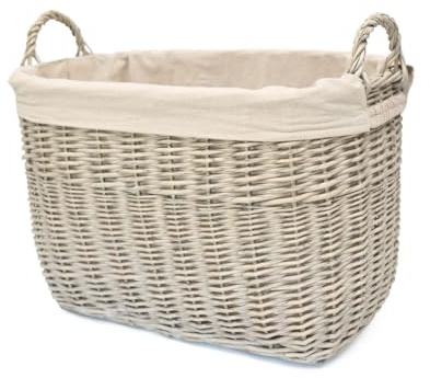 Arthur Cameron - Fawley Rectangular Wicker Log Woven Basket - Perfect as Home Decor - Storage and Organization (Buff, Small)