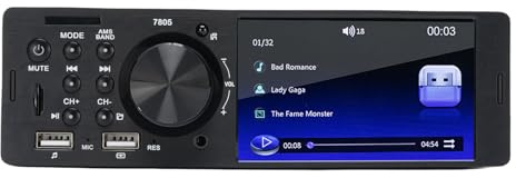 XUMIUZIY Estéreo para Automóvil de un DIN, Pantalla HD de 4 Pulgadas con Auto, Cámara de Respaldo 1080P, Control del Volante, 5.0, Carga Rápida USB Doble, para una Experiencia de