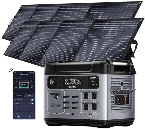 OUKITEL 3200W Generador Solar con 2 Panel 400W, 2048Wh Estación de Energía Portátil, Carga Rápida 80% en 45min, Batería LiFePO4, APP, 16 Puertos, Power Station para Camping y Emergencia, P2001E Pro