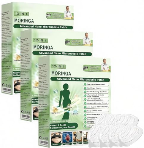 12 in 1 Moringa NAD+ Advanced Nano Microneedle Patch, 2026 New Moringa Patch, Easy to Use, Natural Body Patchs for Women and Men, Suitable for All Skin Types (3 Boxes)