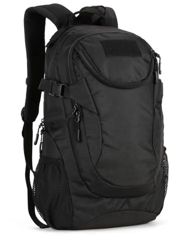 HUNTVP 25L Rucksack Herren Sportrucksack Motorrad Wasserdicht Schulrucksack Mini Tagesrucksack Militär Daypack Backpack Wanderrucksack für Arbeit Outdoor Sport Fitness Wandern - Schwarz