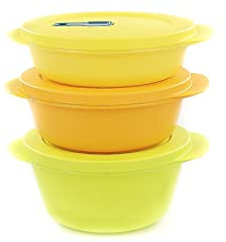 Tupperware Microonde Cryst alwave 800 ML Colore: Verde Lime + 600ml Orange + 400 Giallo Micro Pop 17199, Uni