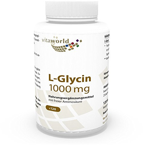 Vita World L-Glicina 1000mg 120 Capsule Vegano Made in Germany Glicina