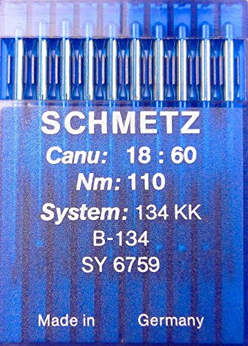 SCHMETZ 10 (Rundkolben) Nähmaschinen Nadeln System 134 KK (Industrie) NM 110 Size 18