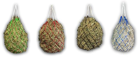 Red de heno para caballos, para una alimentación adecuada a las especies, mejora la digestión y el bienestar de los animales, heno y hierba, alimento de paja (3 unidades azules)