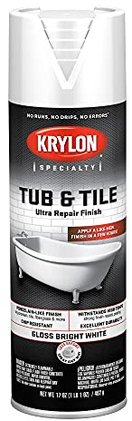 Krylon K04502007 Tub & Tile Ultra Repair Finish Spray Paint, Aerosol, Bright White, 17 Ounce