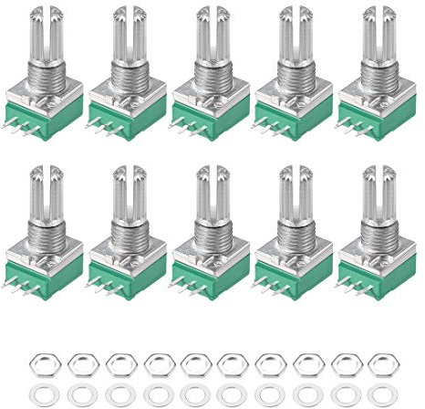 sourcing map Potenziometro B100K Ohm Resistori Variabili Singolo Girare Rotary Carbon Film Taper RV097NS 10pcs