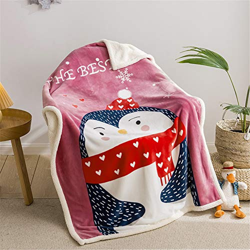 Fansu Manta Bebé Recién Nacido Doble Capa Invierno Cómoda Franela Mantas para Cuna Cama Infantil 4 Estaciones Mantitas Suave Para Niños Niñas (100x140cm,pingüino)