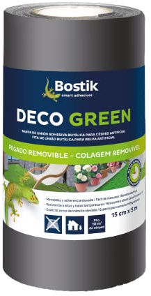 Bostik Banda de unión adhesiva butílica | Para instalación de Césped Artificial - Instalación Removible y discreta - Deco Green - Verde - Rollo de 15cm x5m
