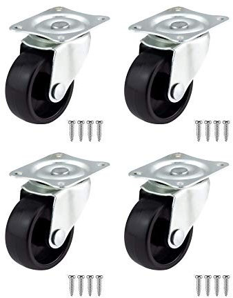 kippen 1610K1 Set mit 4 Gummi-Rädern, 40 mm mit drehbarer Platte