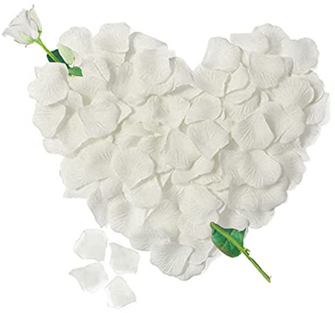 Jonami Rosenblätter, 3000 Seide Weiss Rosenblüten, Romantisch Deko, Dekoration für Romantische Atmosphäre, Heiratsantrag, Valentinstag Deko und Hochzeit