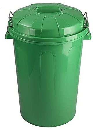 Tradineur - Cubo de Basura de plástico con Asas metálicas, contenedor de residuos, Papelera con Tapa, Reciclaje, Industrial, hogar, Fabricado en España (Verde, 100 litros, 74,5 x 57 x 52 cm)