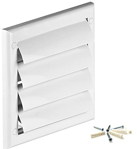 White Gravity Grille 100 mm / 4 inch External Ducting Air Vent with Round Spigot and Non-Return Gravity Shutters for Kitchen Ceiling Extractor Fans Bathroom Ventilation Duct Fan Cover