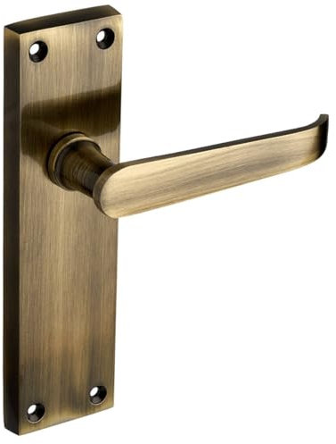 Designer Levers - Victorian Straight Lever Door Handles - Antique Brass - 1 Pair - Latch Door Handle - Interior Use - Long Latch