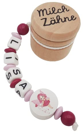 Milchzahndose mit Namen Mädchen Zahnfee pink rosa - Holz Zahndose Milchzahn Geschenk Geburtstag Einschulung