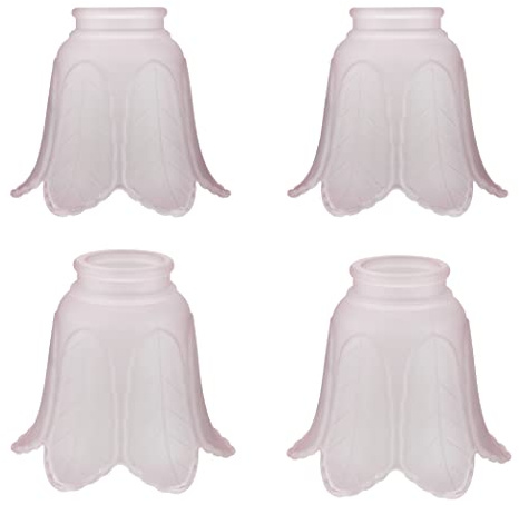Aspen Creative 23102-4A Transitional Pink Rose Leaf Ceiling Fan Replacement Glass Shade, 2-1/8 Fitter Size x 5 Diameter x 4-1/4 Height, 4 Pack