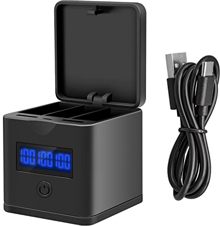 Suptig Battery Charger Compatible for GoPro Hero 12/Hero 11/Hero 10/Hero 9 Enduro Battery Black, 3-Channel Battery Charger Station for Gopro Hero 12/11/10/9
