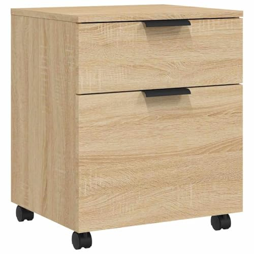 vidaXL Mobiler Aktenschrank mit Rollen Sonoma-Eiche 45x38x54 cm, Schreibtischschrank, Schreibtischorganisator, Home-Office-Möbel
