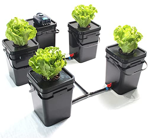 KIPEKE Deep Water Culture Hydroponic Bucket Kit, 5 Gallon/20L Indoor Gardening Hydroponic Cultivation System with Air Pump, Airstone DWC Hydroponic System