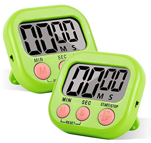 2 PCS Kitchen Timer Magnetic, Digital Timer with Loud Alarm for Kids, Time Timer with Stand for Study,Work,Exercise,Cooking
