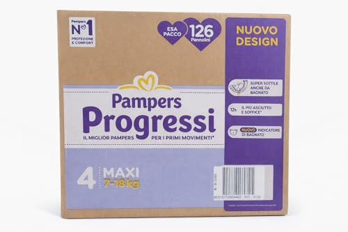 Pampers Progressi & Fit Prime Maxi, 126 Pannolini, Taglia 4 (7-18 Kg),1 pz