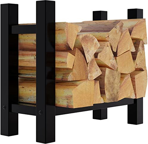 CLP Kaminholzregal Medya I Robuster Kaminholzständer Schwarz Metall I In 5 Größen Verfügbar I Stapelhilfe Für Brennholz, Größe:30x60x60 cm, Form:eckig