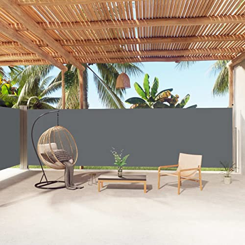 Yolola Seitenmarkise Ausziehbar,Sichtschutz Ausziehbar 180 x 1000 cm, Sichtschutz, Freistehend, Sonnenschutz, Blickdicht, Seitenrollo, für Balkon, Terrasse, Garten,Anthrazit