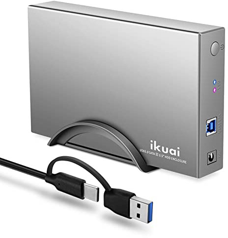 ikuai Hard Drive Enclosure 3.5 Aluminum USB 3.0 / USB C to SATA Hard Drive Dock Case for 3.5 inch Internal HDD & SSD up to 20TB
