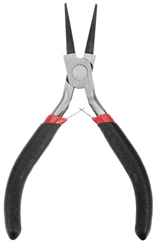 sourcing map Mini Round Nose Pliers 4.5 Inch Tapered Jaw Precision Plier with Black Plastic Handle for DIY Crafts Jewelry Making