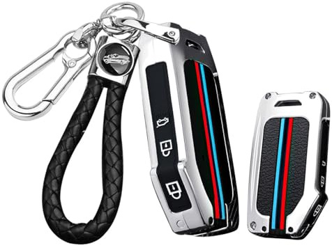 ontto Schlüsselhülle Autoschlüssel Hülle Passt für Kia ProCeed Sportage R GT Sorento Seltos Xceed K5 Ceed 2018-2022 Keyless Metall Schlüsseletui Schutzhülle Schlüsselanhänger Zubehör 3 Tasten-A Silber