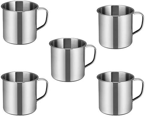 jojofuny Set 5 Tazze Per Bere Acqua in Acciaio Inossidabile Per Bambini 70Ml Tazze Resistenti E Leggere Con Bordi Lisci Ideali Per Casa Scuola Campeggio