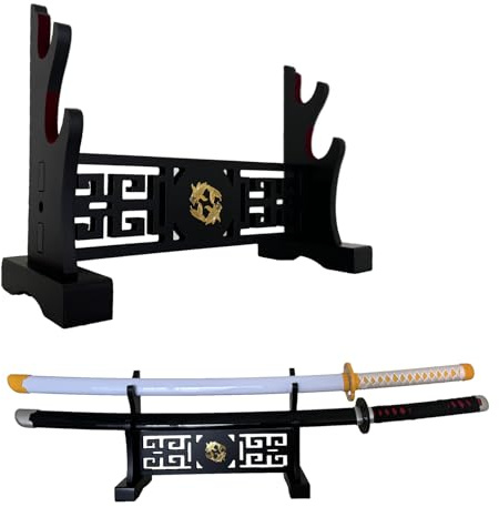 Dfdvye Katana Halter Samurai Schwert Display Stand Rack Wand Wakizashi Samt Gepolsterte Zoro Schwert Cosplay Waffe Display Stand 2-Tier