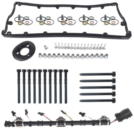 Flynsu Leitungssatz Pumpe Düse & Ventildeckeldichtung Kompatibel mit Tou-areg T5 Mul-tivan 2003-2010 AXE AXD BAC 070971033