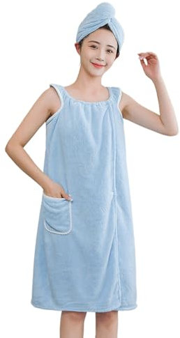 JIAHG Damen Saunakilt Frauen Badetuch Bademantel Duschtuch Spa Strand Schwimmen Weich Saugfähig Handtuch Saunahandtuch Saunatuch Saunarock Saunasarong 75cm*150cm (Blau, 135 * 85cm)